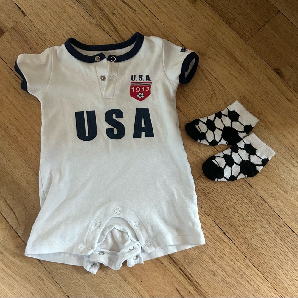 Cnins US Soccer Jersey Romper Onesie